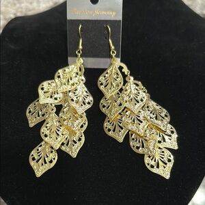 Gold or Silver Leaf Dangle Earrings